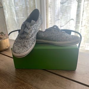 Kate Spade sliver glitter keds